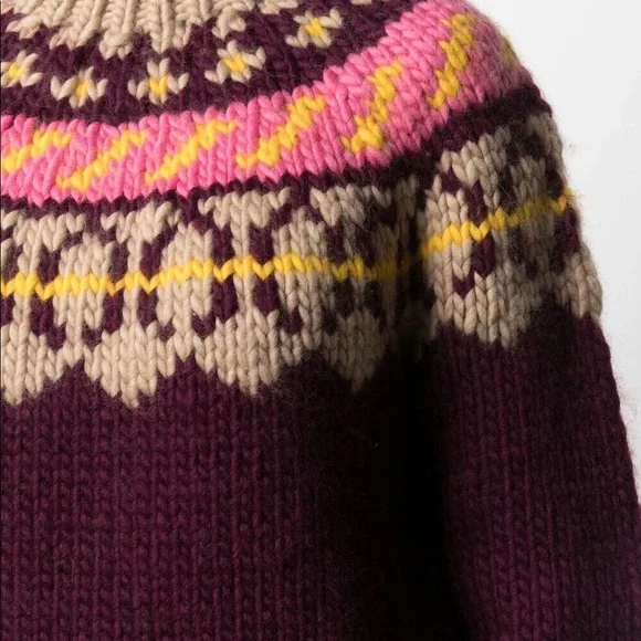 NWT Tory Burch Fair Isle Pullover Oversized Printed Sweater Knit - Picture 5 of 7